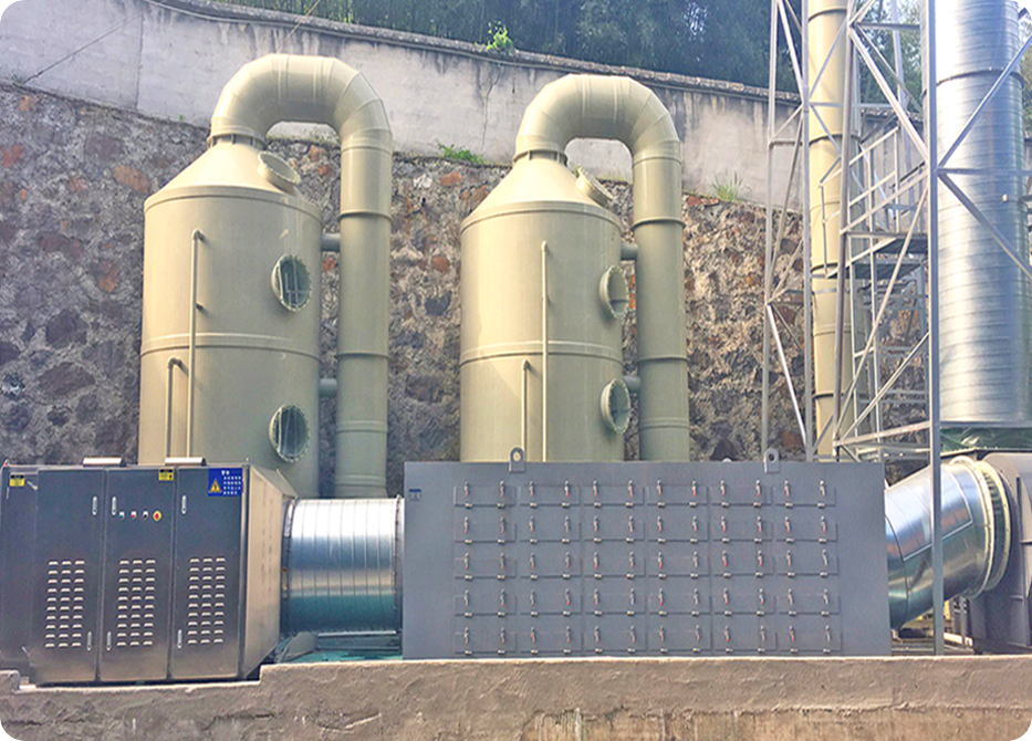 VOCs廢氣處理:旋流板塔+活性炭吸附 VOCs廢氣處理:旋流板塔+活性炭吸附